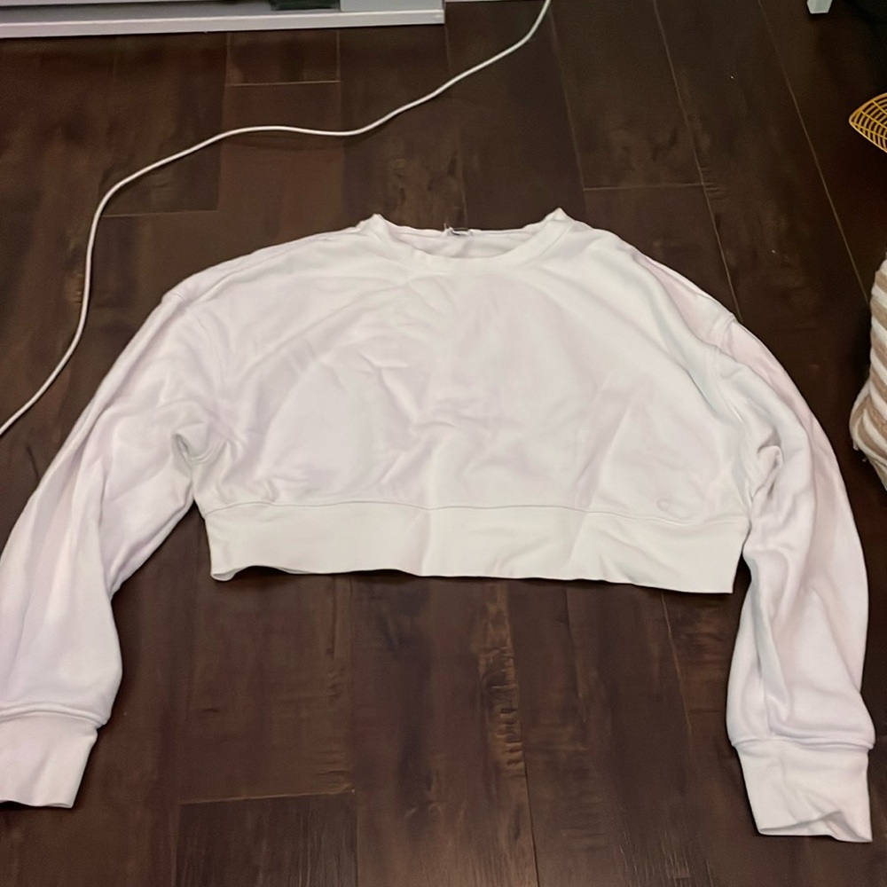 Defrost white crop top with long sleeves